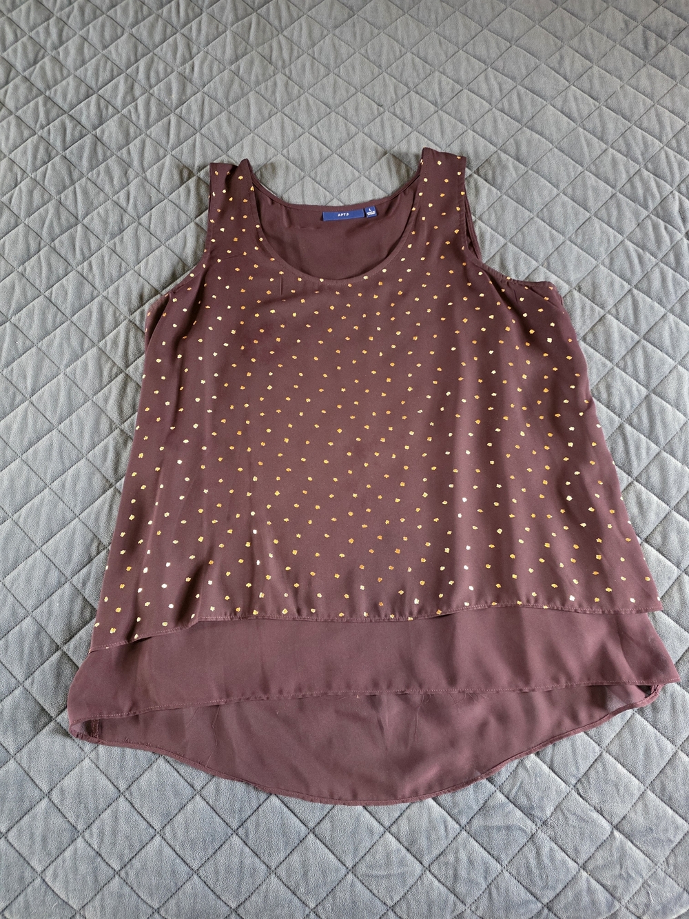 Apt. 9 Mauve Layered Tank with Gold Dot Print